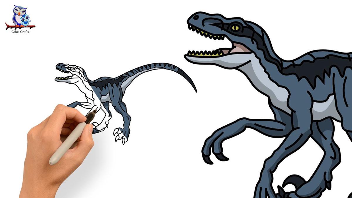 'Video thumbnail for How To Draw Blue Raptor Jurassic World Dominion - Tutorial'