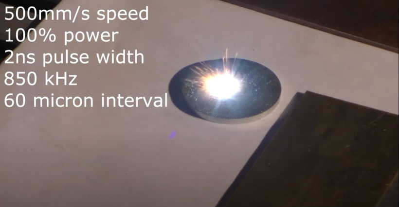 Fiber laser engraving - material interaction with 1 micron laser