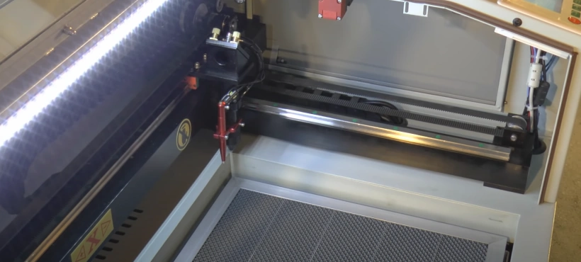 Inside the laser cutting chamber of a lightblade 4060