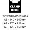 CLAMP HERE Stencil with Symbol