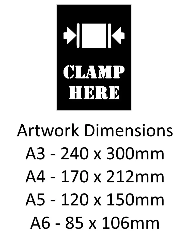 Clamp here stencil with symbol