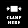 CLAMP HERE Stencil with Symbol