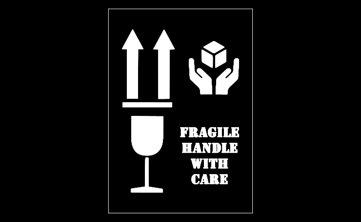FRAGILE HANDLE WITH CARE / THIS WAY UP combi Stencil