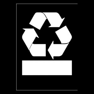 Recycling symbol with blank box Stencil