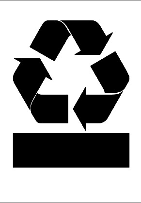 Recycling symbol with blank box vinyl decal